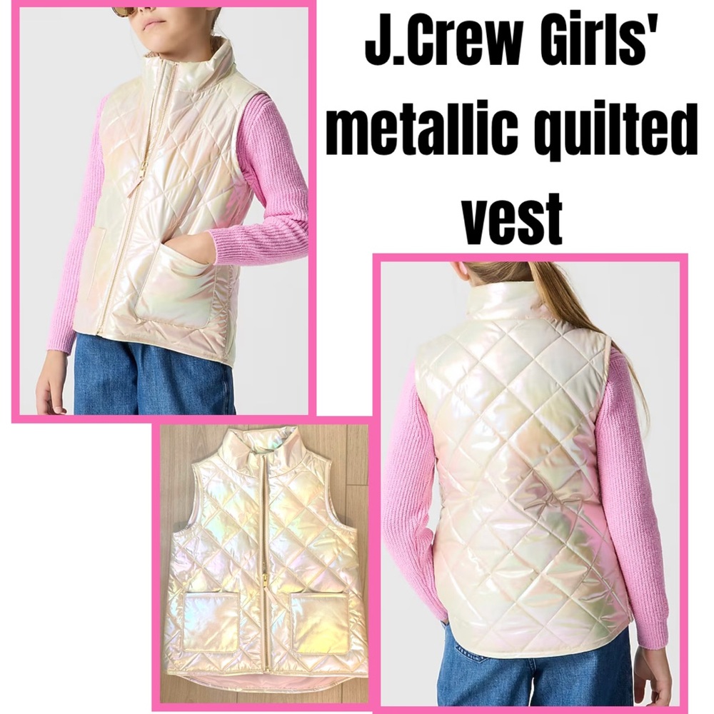 J.Crew Girls' metallic quilted vest